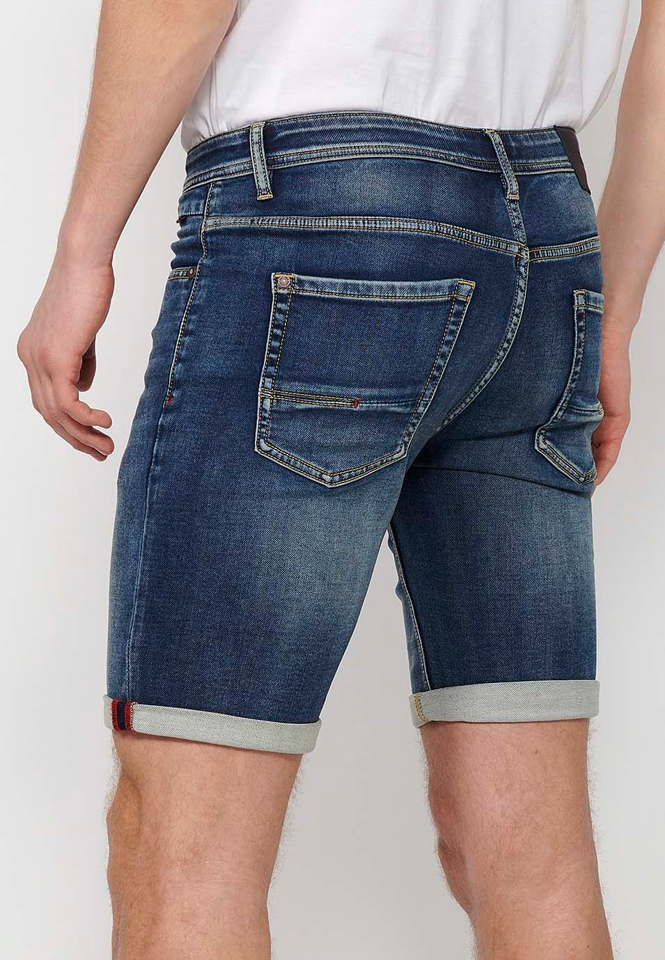 Bermuda avec fermeture à revers avec fermeture zippée et boutonnée sur le devant en Bleu pour Homme 7