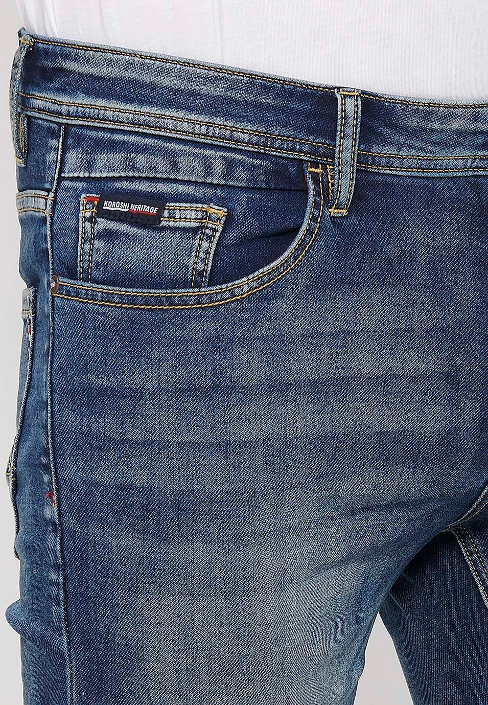 Bermuda avec fermeture à revers avec fermeture zippée et boutonnée sur le devant en Bleu pour Homme 6