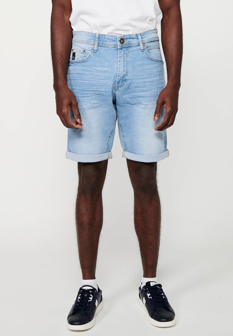 Strecth Regular Fit Denim Bermuda Shorts, blaue Farbe für Herren