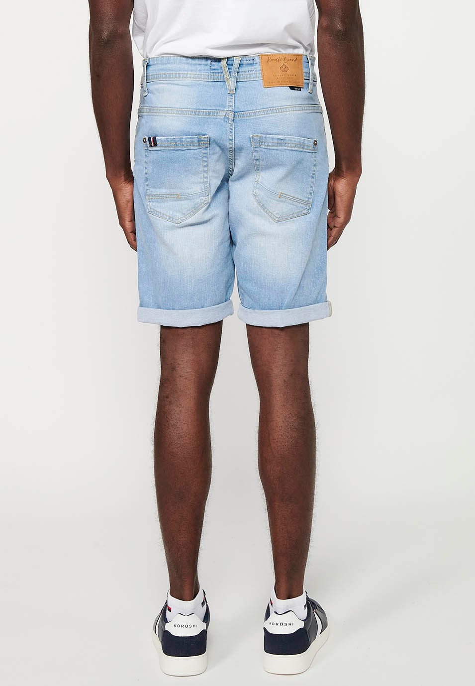 Bermuda en jean Strecth Regular Fit, couleur bleu pour homme