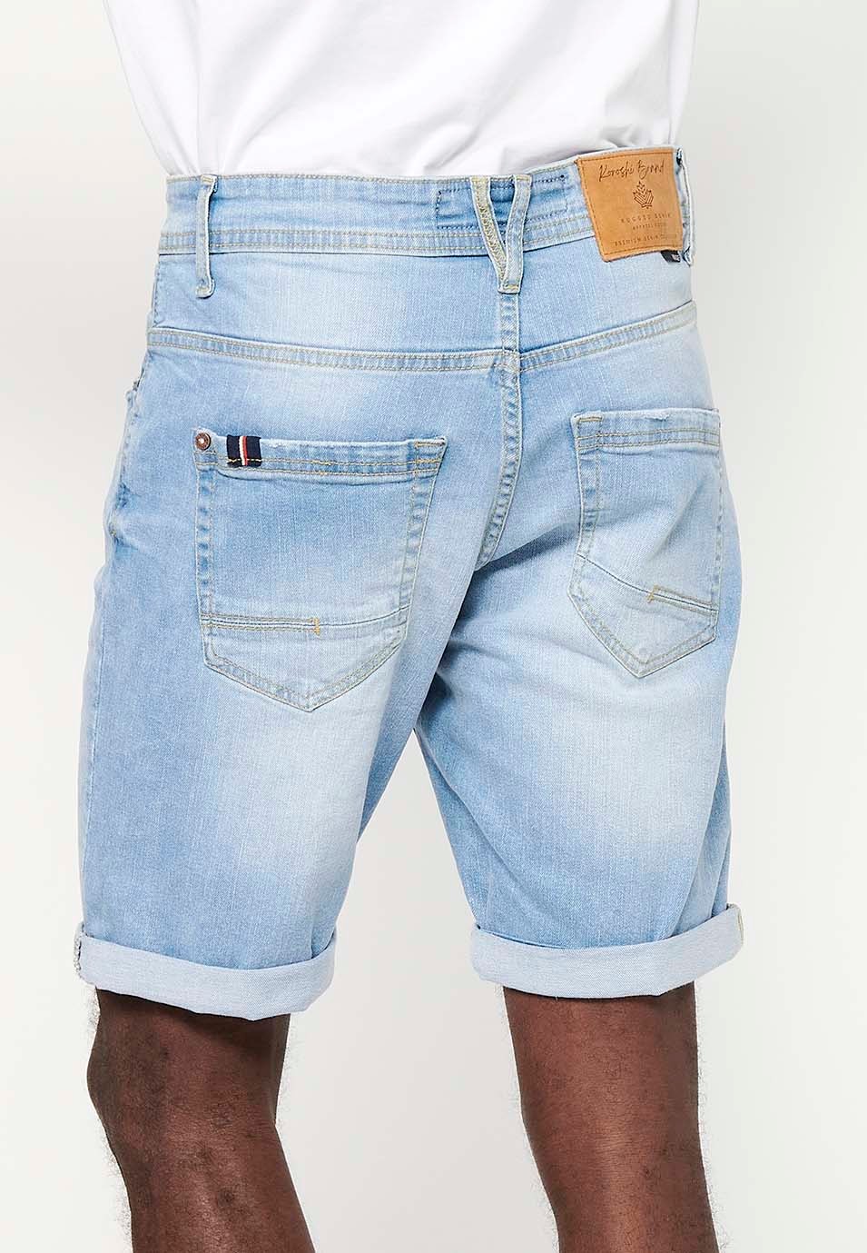 Bermuda en jean Strecth Regular Fit, couleur bleu pour homme