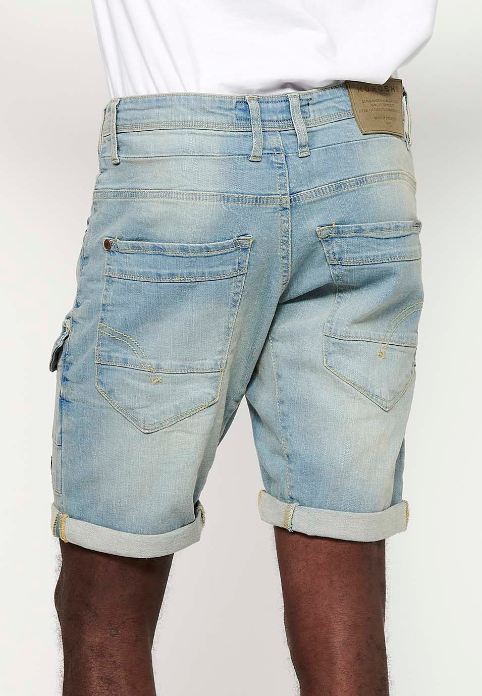 Strecth Regular Fit Denim Bermuda Shorts, hellblaue Farbe für Herren