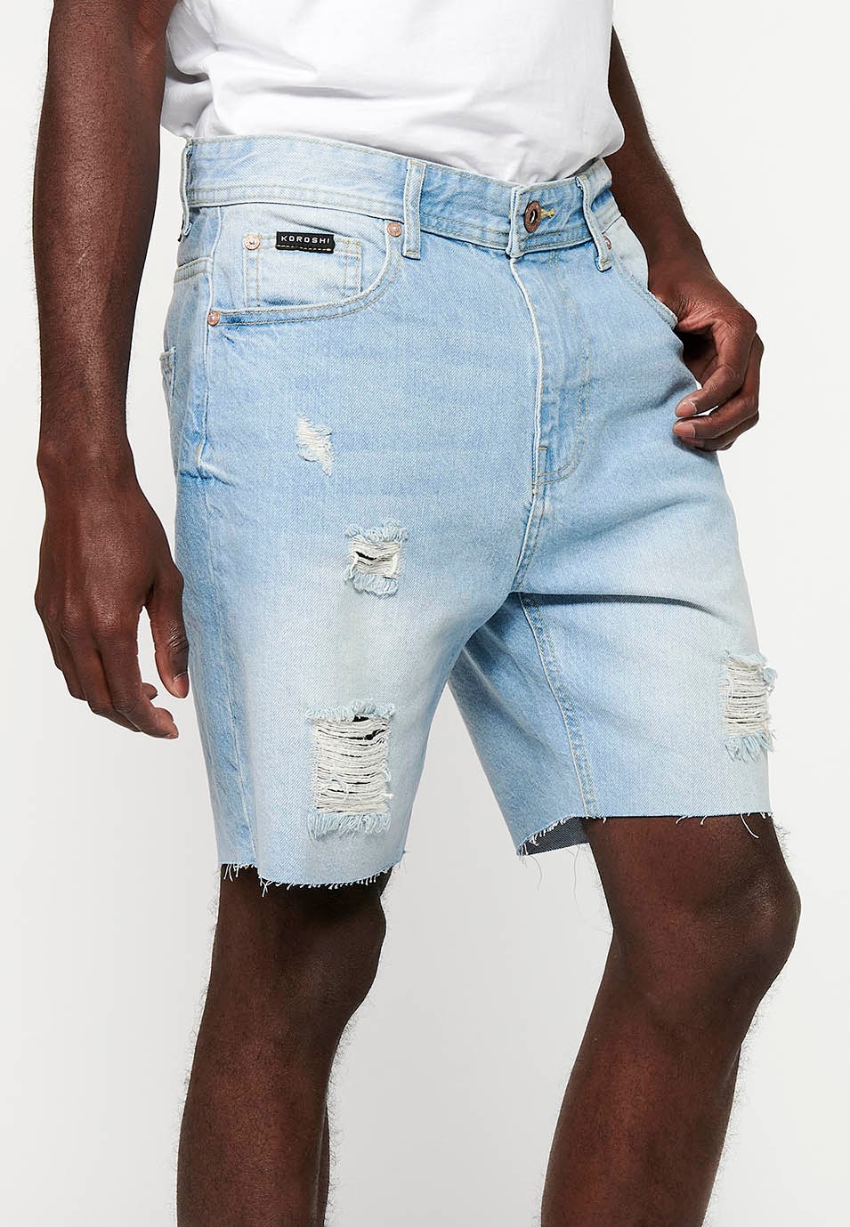 Comfort Fit Jeans-Bermudashorts, hellblaue Farbe für Herren