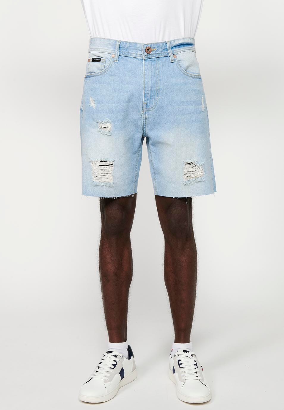Comfort Fit Denim Bermuda Shorts, light blue color for men
