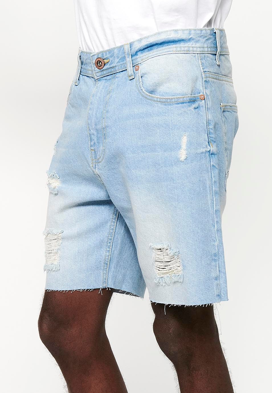 Comfort Fit Denim Bermuda Shorts, light blue color for men