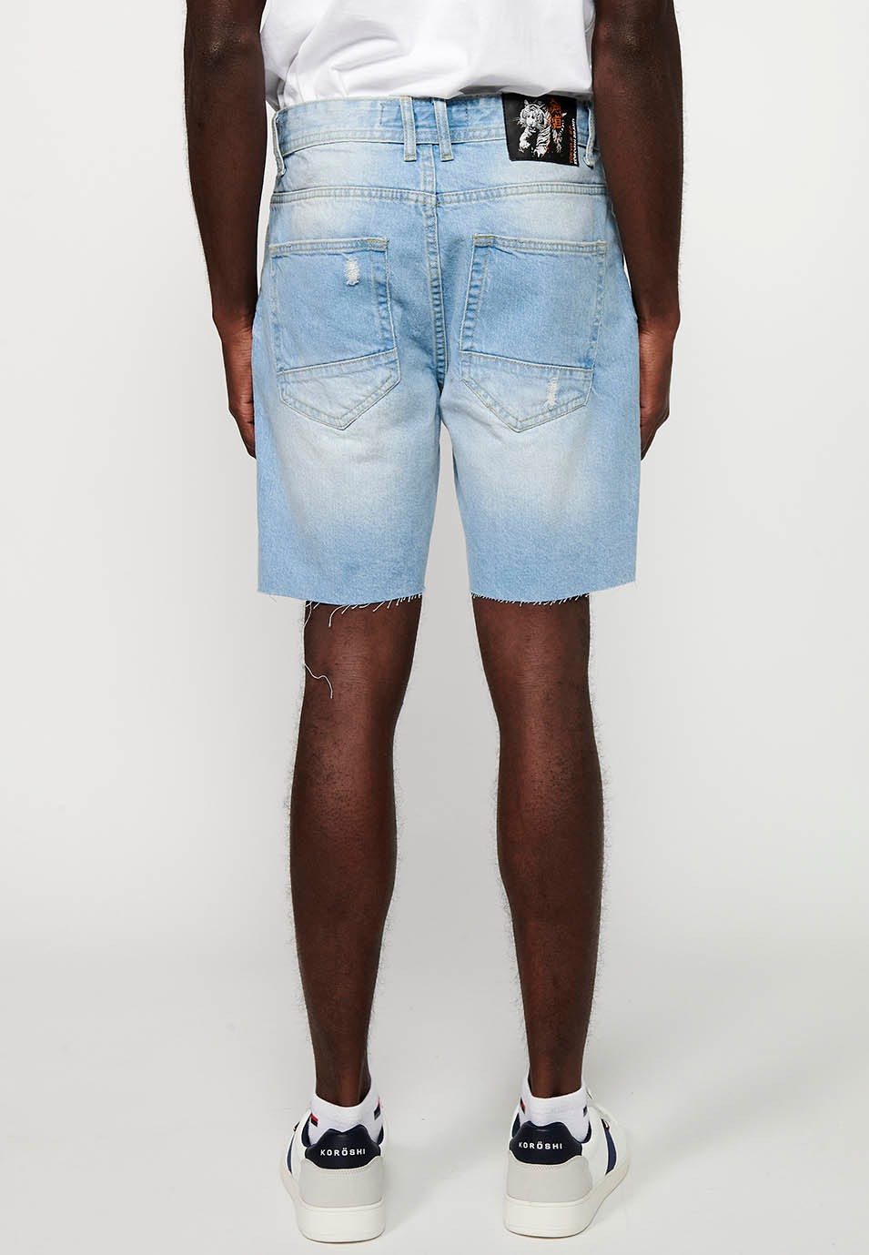 Comfort Fit Denim Bermuda Shorts, light blue color for men