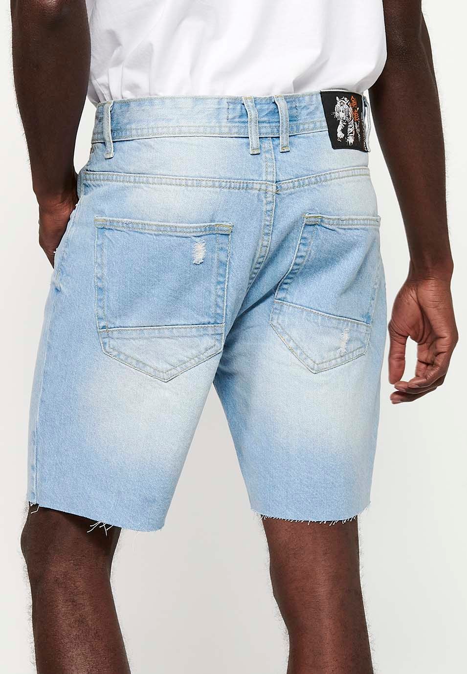 Comfort Fit Denim Bermuda Shorts, light blue color for men