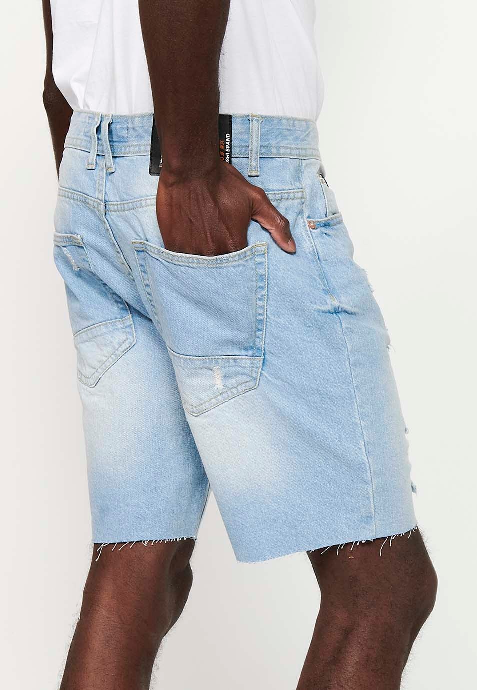 Comfort Fit Denim Bermuda Shorts, light blue color for men