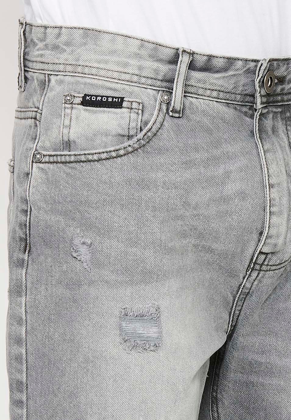 Comfort Fit Jeans-Bermudashorts, graue Farbe für Herren