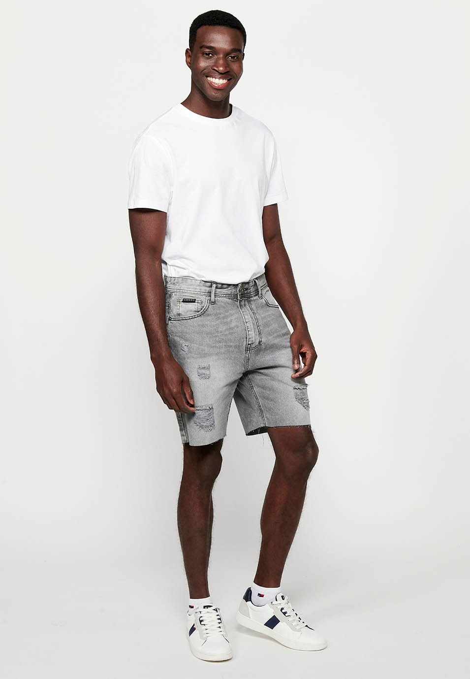 Comfort Fit Jeans-Bermudashorts, graue Farbe für Herren