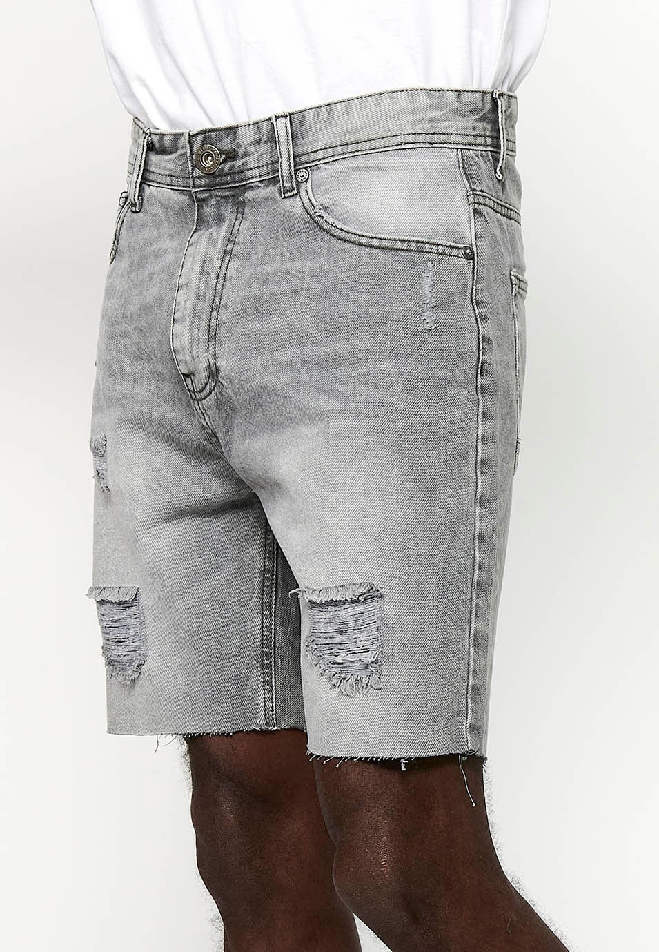 Comfort Fit Jeans-Bermudashorts, graue Farbe für Herren