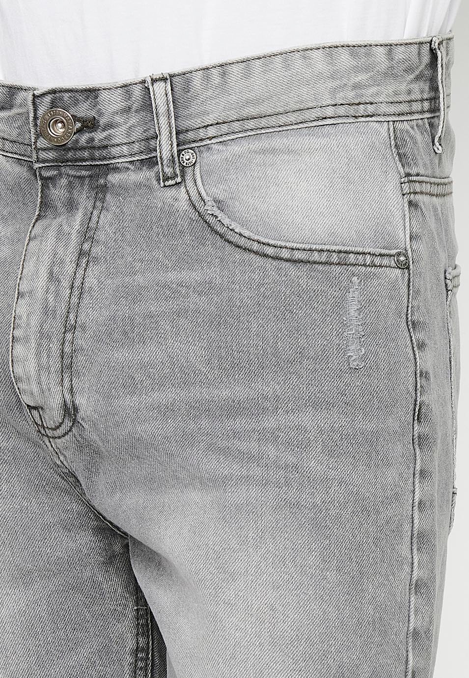 Comfort Fit Denim Bermuda Shorts, gray color for men