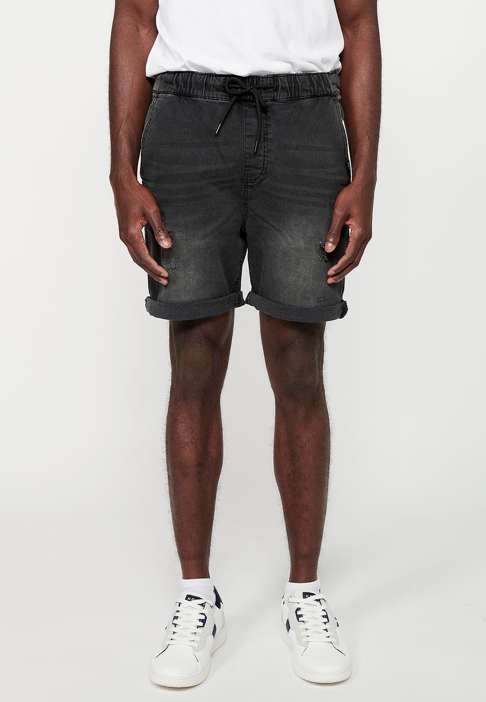 Bermuda Jogger in Denim-Optik, schwarze Farbe für Herren