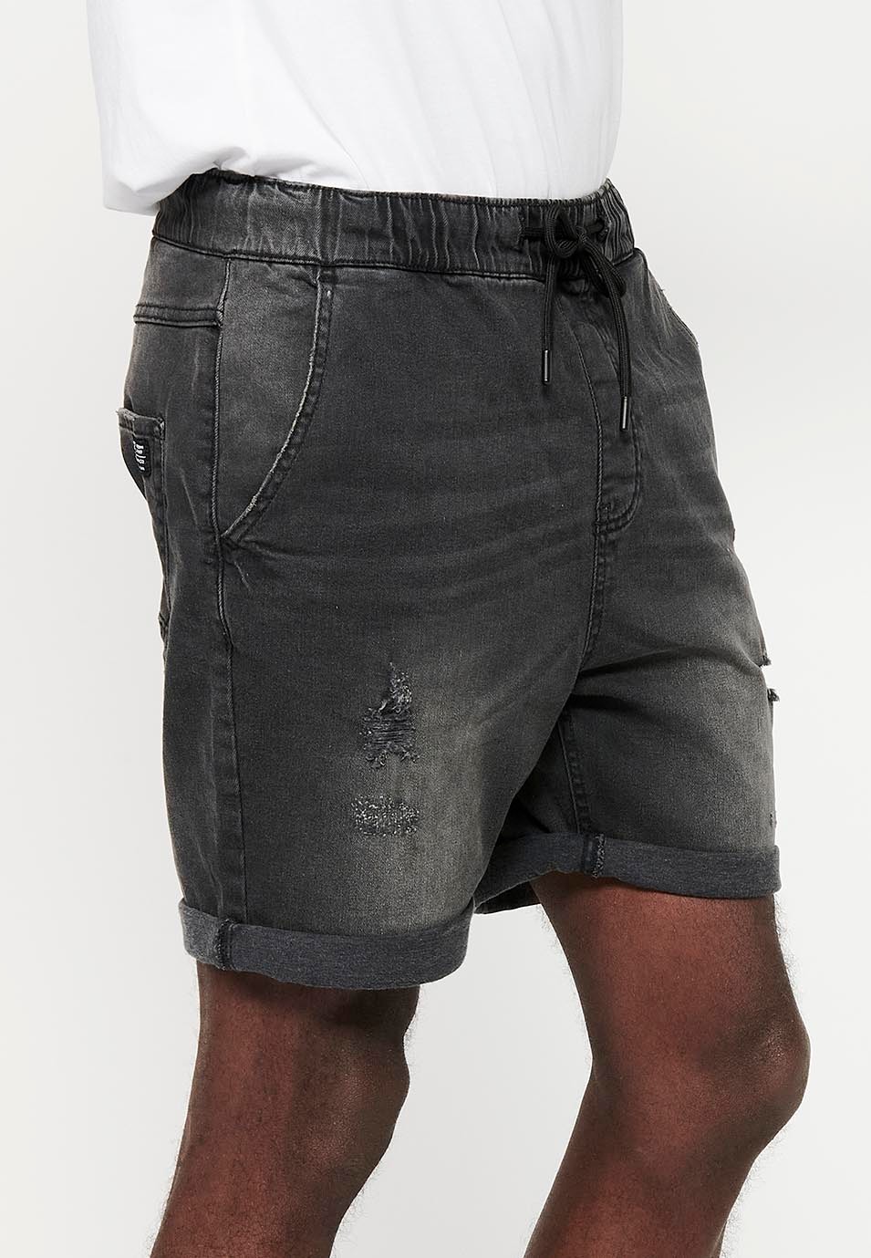 Bermuda Jogger in Denim-Optik, schwarze Farbe für Herren