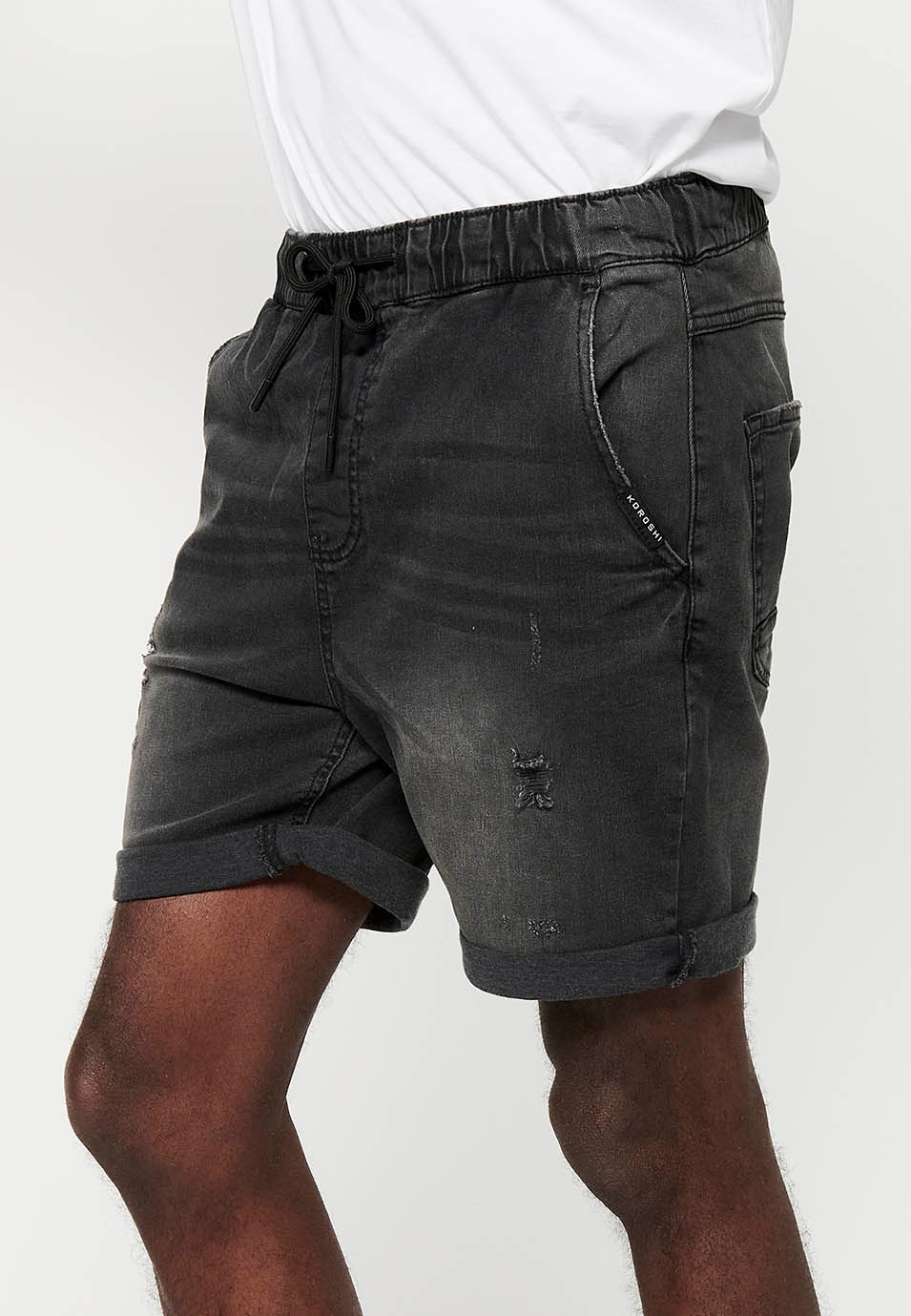 Bermuda Jogger in Denim-Optik, schwarze Farbe für Herren