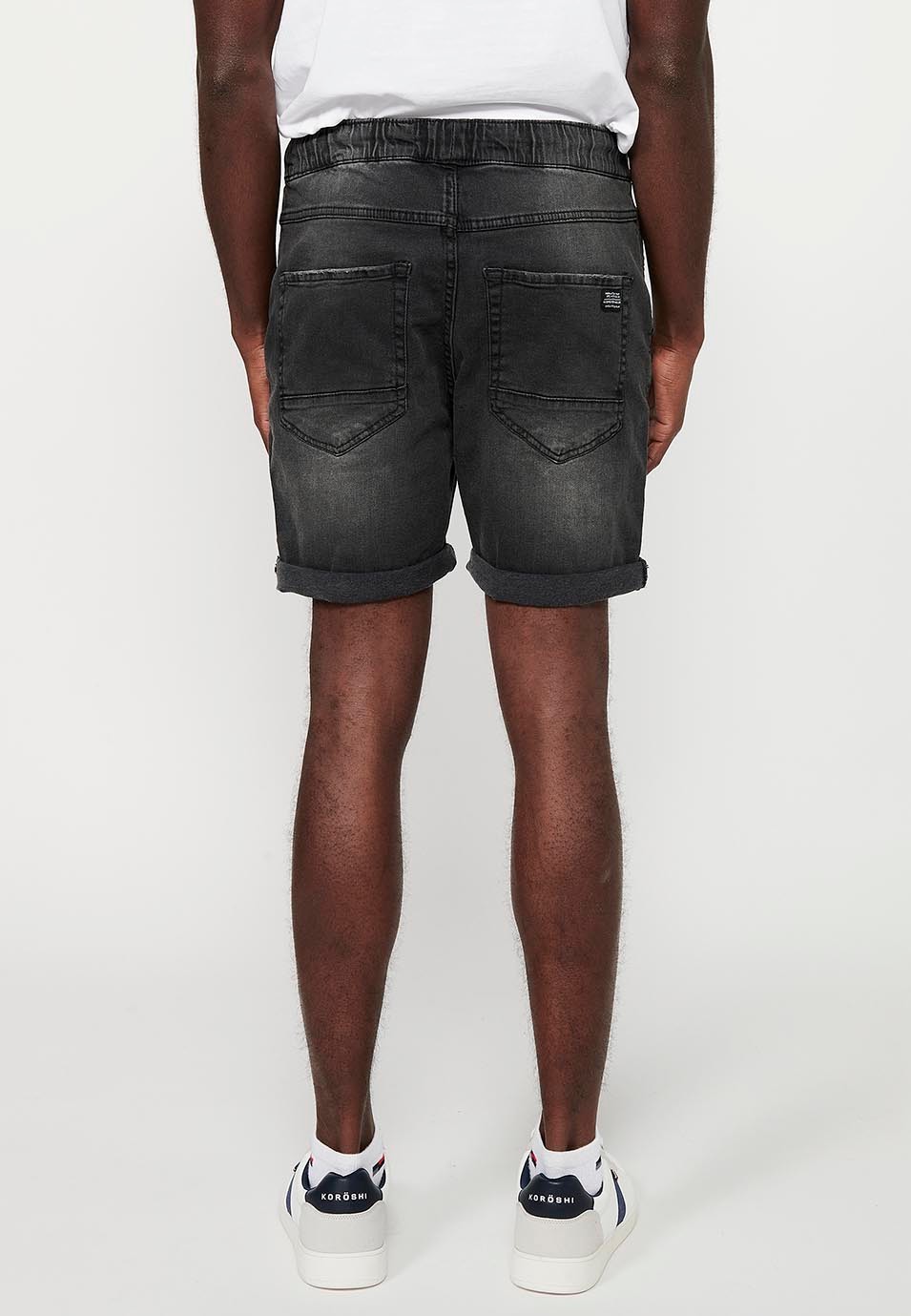 Bermuda Jogger in Denim-Optik, schwarze Farbe für Herren