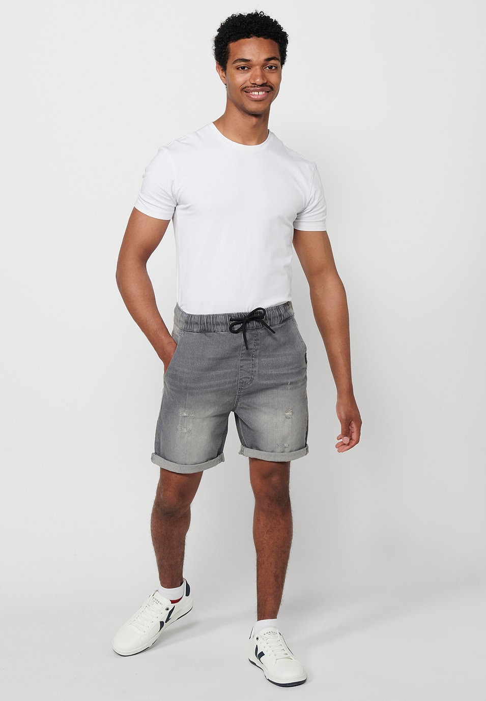 Bermuda Jogger Denim-Finish, graue Farbe für Herren