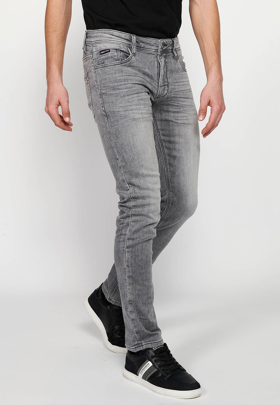 Pantalón largo Jeans denim slim fit con Cinco bolsillos, uno cerillero de Color Denim Gris para Hombre