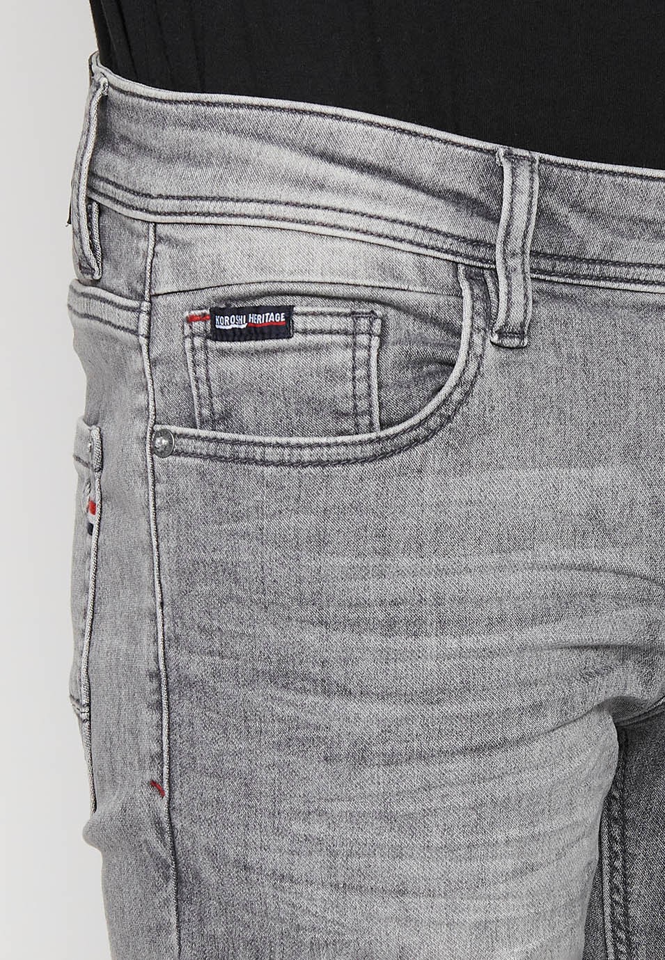 Pantalons llargs Jeans denim slim fit amb Cinc butxaques, un cereller de Color Denim Gris per a Home