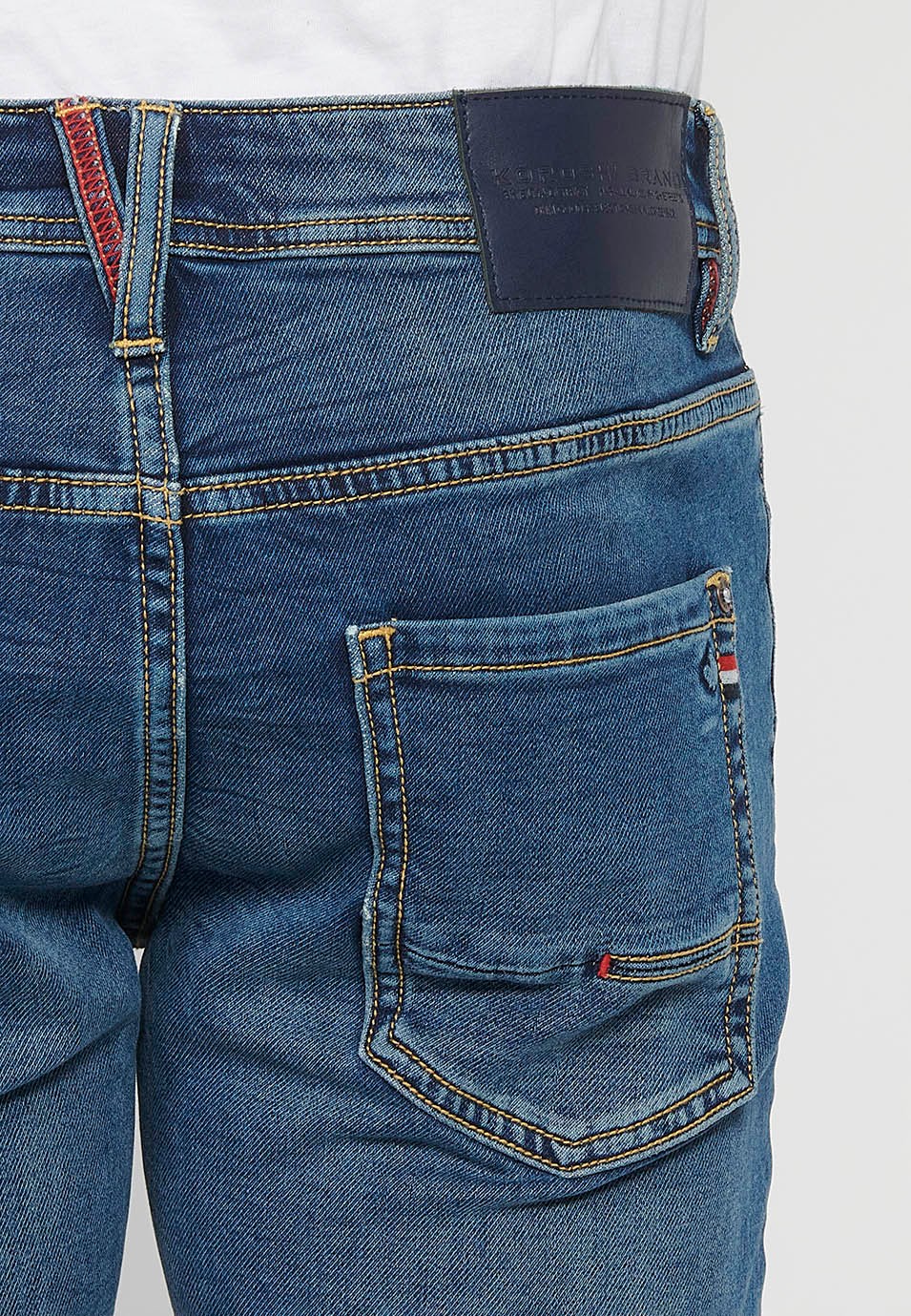 Lange Slim-Fit-Jeanshose mit fünf Taschen, einer Streichholztasche, Blau für Herren 8