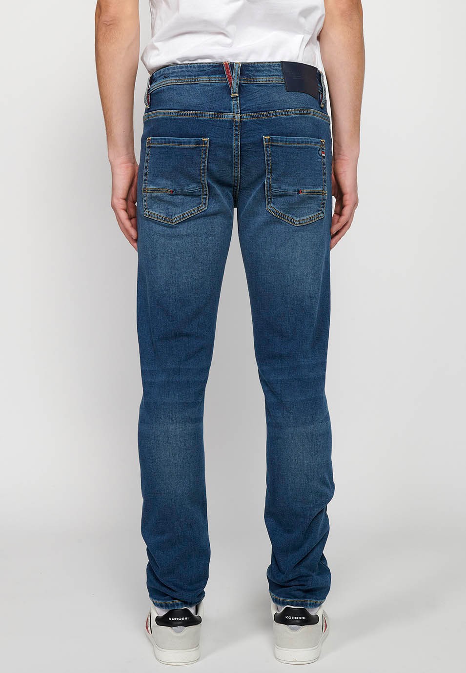 Pantalon long en jean coupe slim avec cinq poches, une poche match, Bleu pour Homme 9