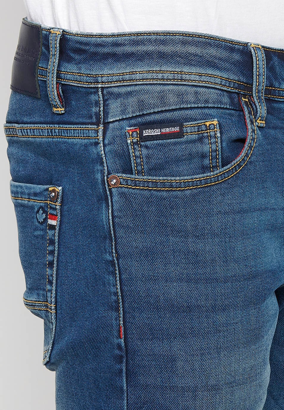 Pantalon long en jean coupe slim avec cinq poches, une poche match, Bleu pour Homme 6