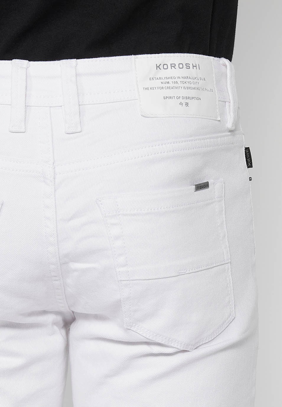 Pantalón jeans super skinny con Cierre delantero con cremallera y botón de Color Denim Blanco para Hombre 7