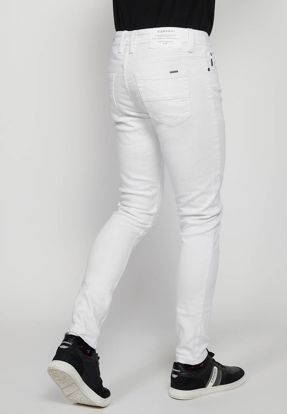 Pantalons jeans super skinny amb Tancament davanter amb cremallera i botó de Color Denim Blanc per a Home 8