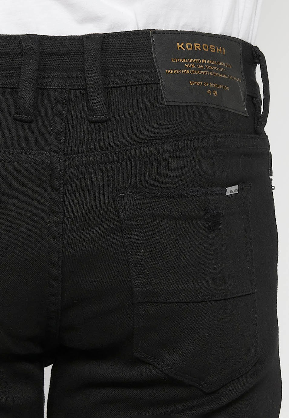 Pantalón jeans largo slim super skinny con Cierre delantero con cremallera y botón de Color Denim Negro para Hombre 7