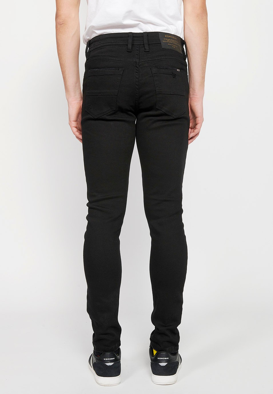 Lange, schmale Super-Skinny-Jeans mit Frontverschluss mit Reißverschluss und Knopf in schwarzer Denim-Farbe für Herren 4