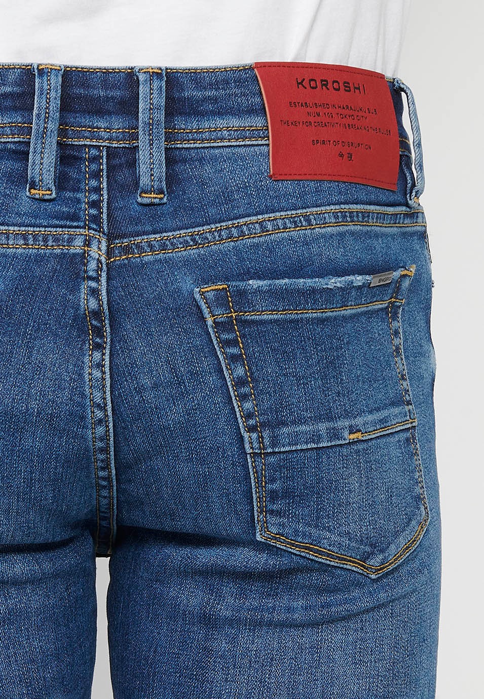Superdünne, lange Jeans mit Frontverschluss mit Reißverschluss und Knopf in Blau für Herren 10