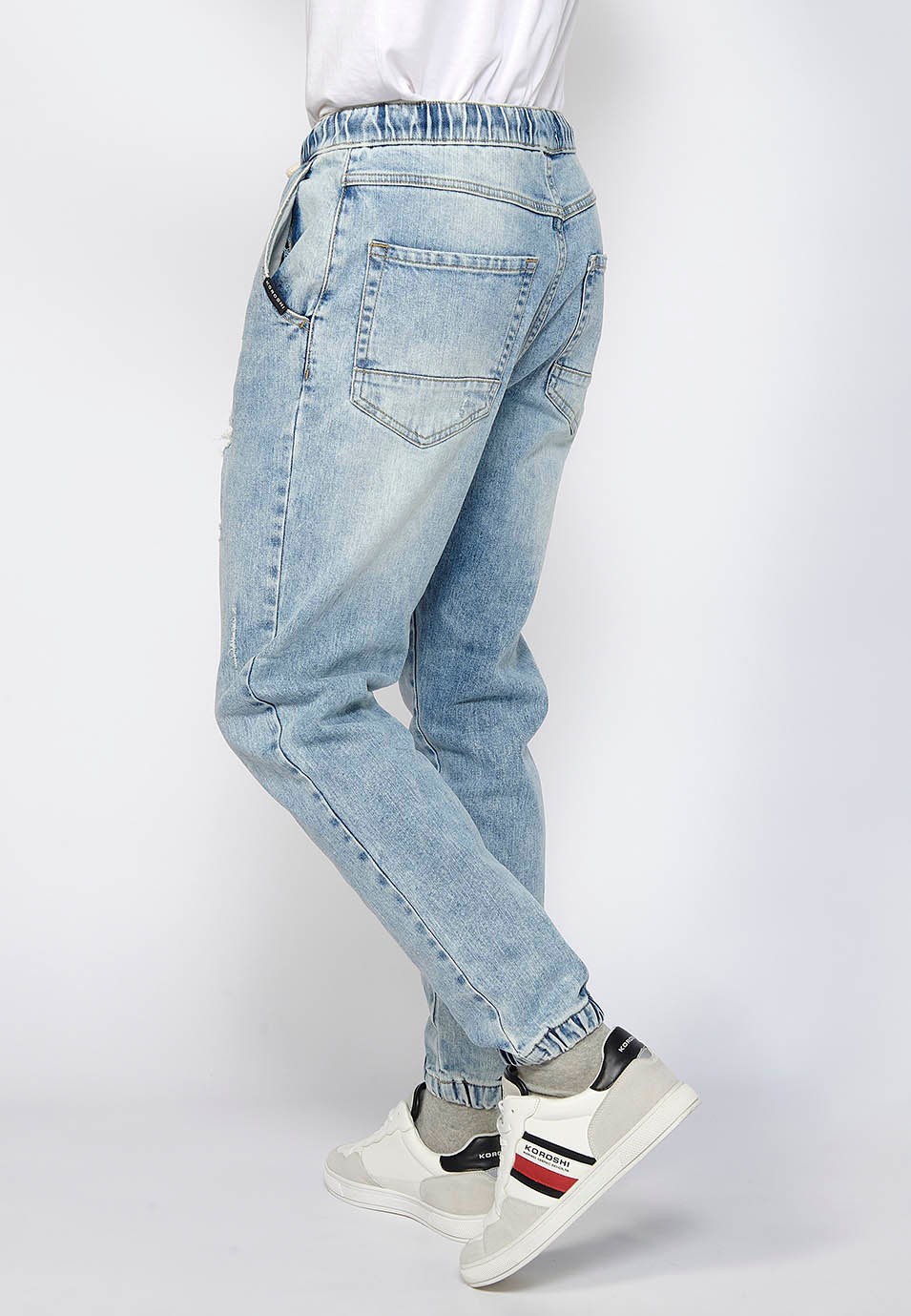 Pantalon de jogging long slim avec fermeture zippée et boutonnée sur le devant en Bleu pour Homme 2