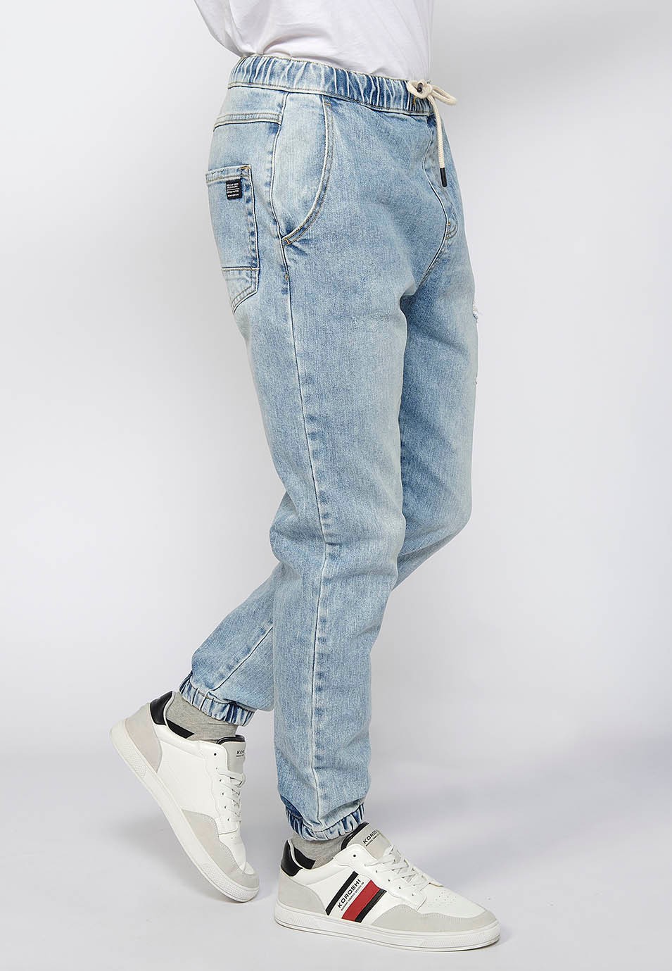 Pantalon de jogging long slim avec fermeture zippée et boutonnée sur le devant en Bleu pour Homme 7