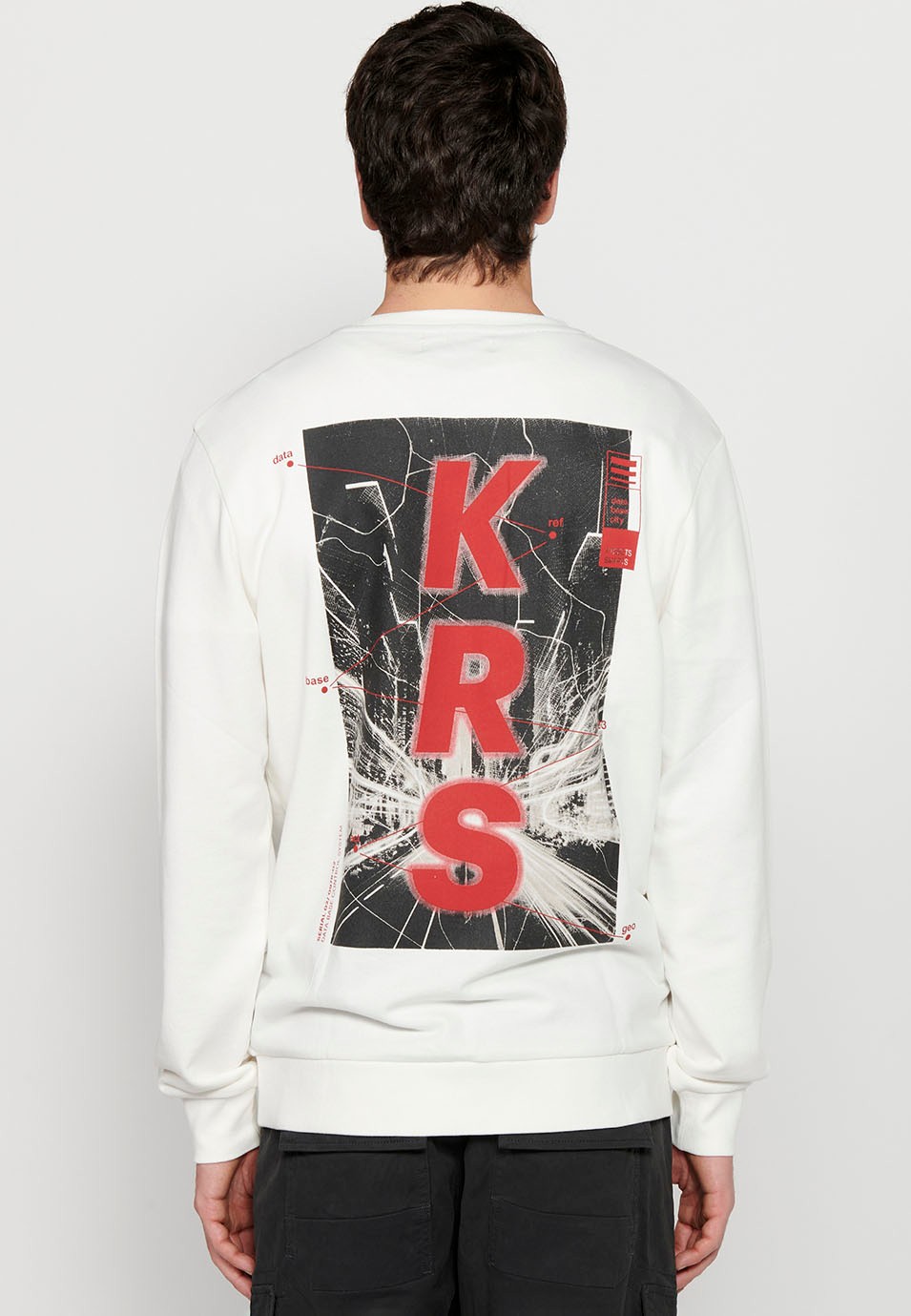 Sudadera de manga larga con Cuello redondo y Detalle en la espalda de Color Blanco para Hombre 5