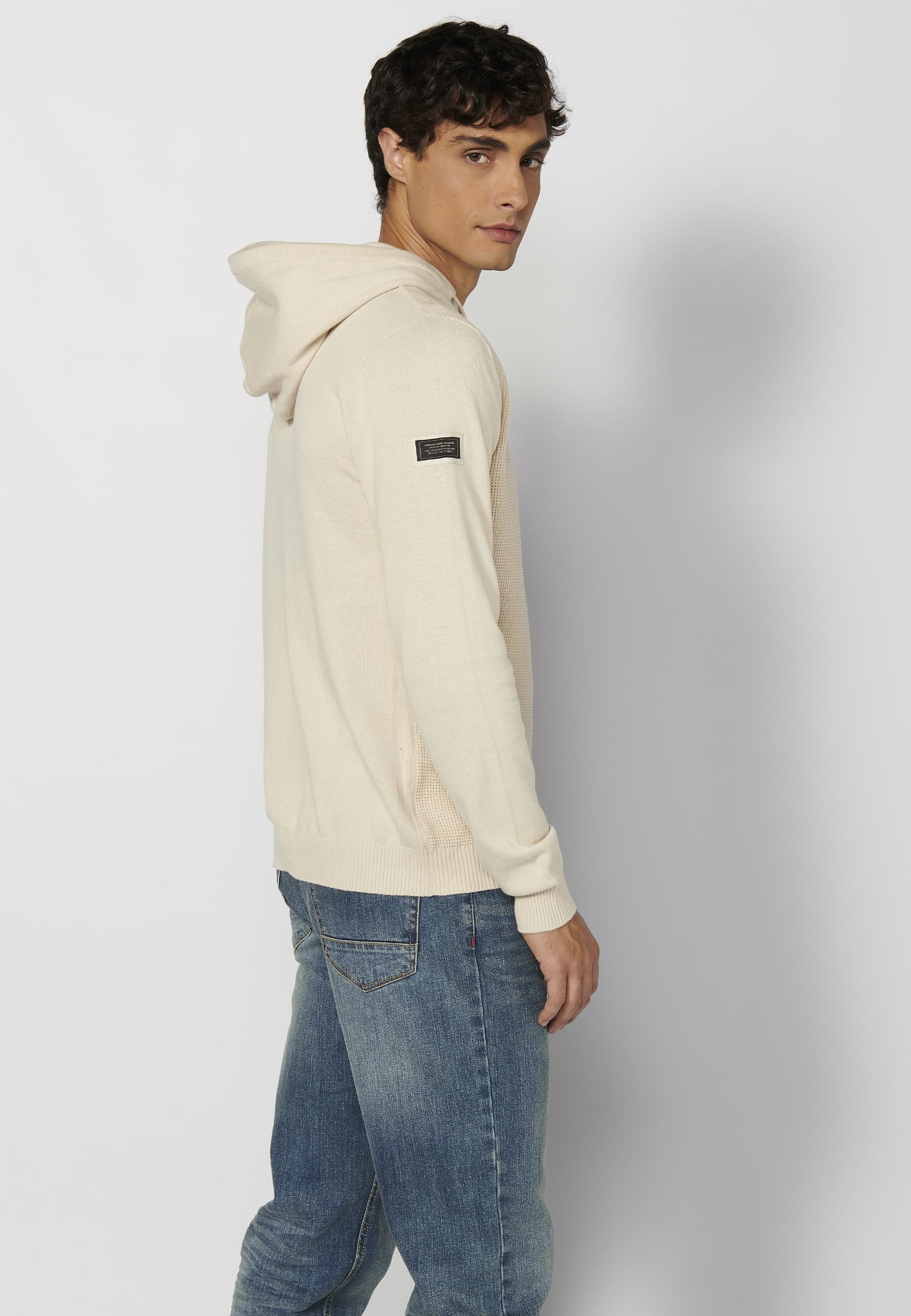 Long-sleeved tricot sweatshirt with adjustable ecru hood for Men 2