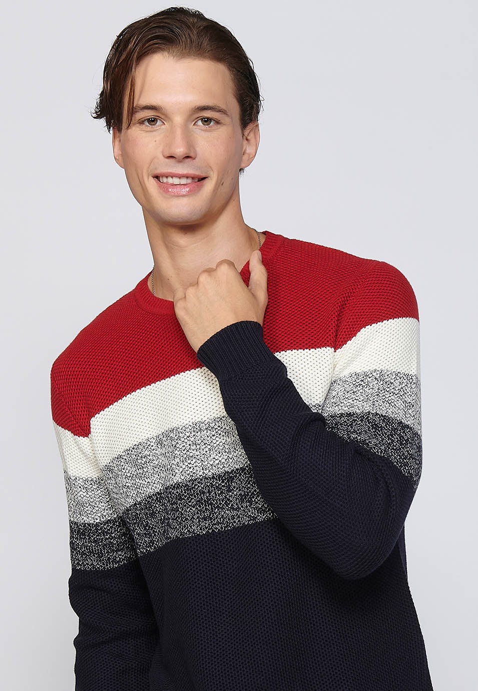 Jersey de manga larga de algodón a rayas color Rojo para Hombre