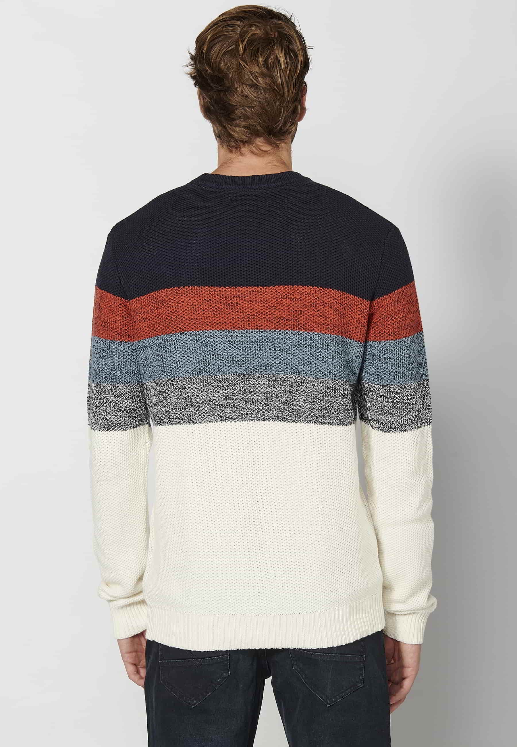 Jersey de manga larga de algodón a rayas color navy para hombre | Ropa Casual
