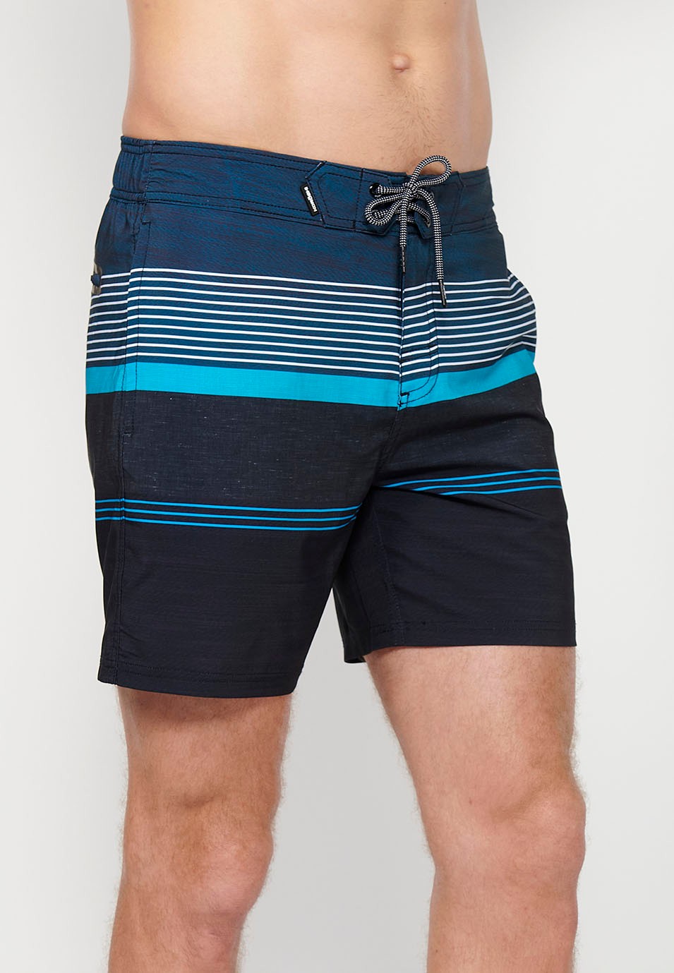 Bedruckter kurzer Badeanzug mit verstellbarer Taille, Kordelzug und Gesäßtasche und einer Innenfarbe in Mint für Herren 6