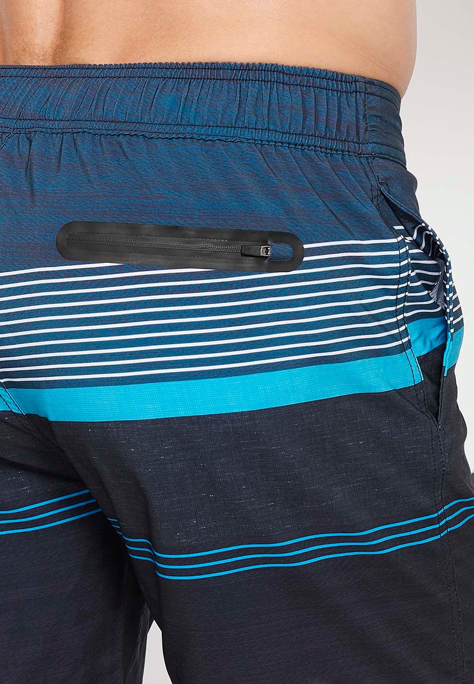 Bedruckter kurzer Badeanzug mit verstellbarer Taille, Kordelzug und Gesäßtasche und einer Innenfarbe in Mint für Herren 7