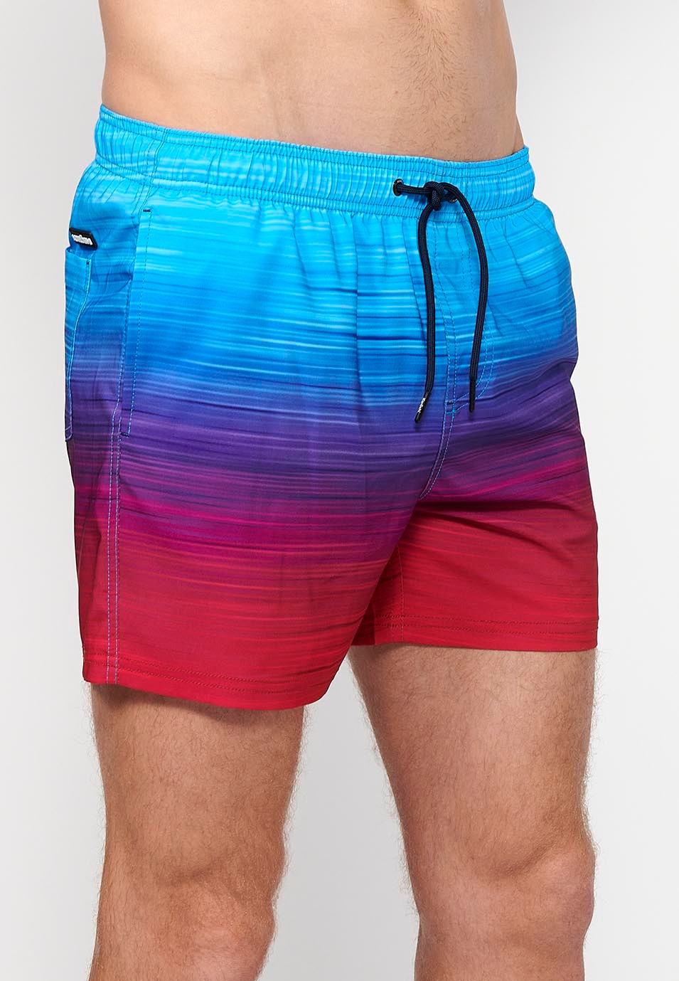 Maillot de bain court imprimé à taille réglable avec cordon de serrage et poche arrière et une poche intérieure en Multicolore pour Homme 6