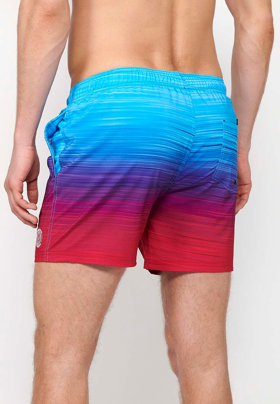 Printed short swimsuit with adjustable waist with drawstring and back pocket and an interior pocket in Multicolor for Men 7