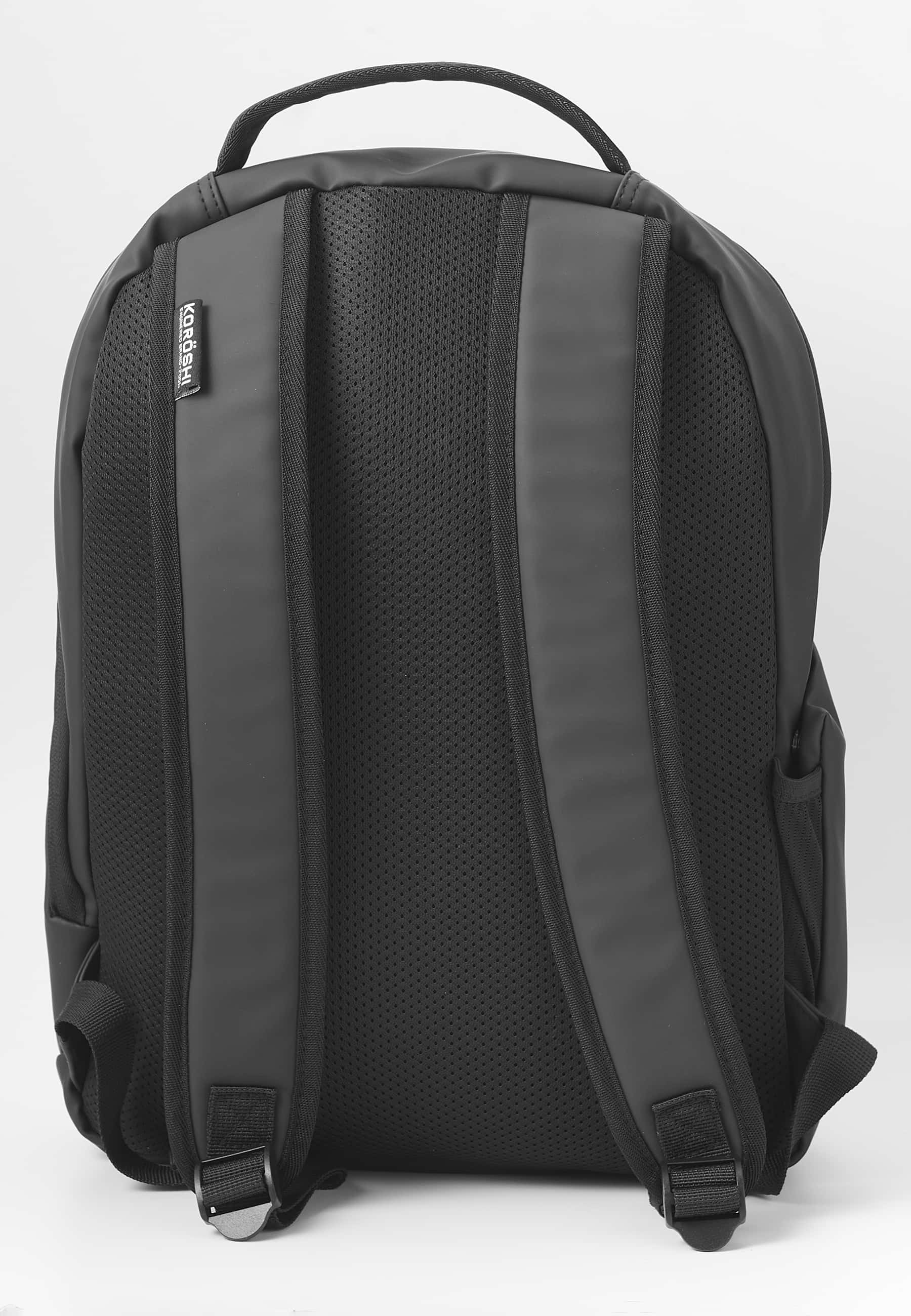 Koröshi Rucksack mit Reißverschluss und Laptoptasche innen in Schwarz