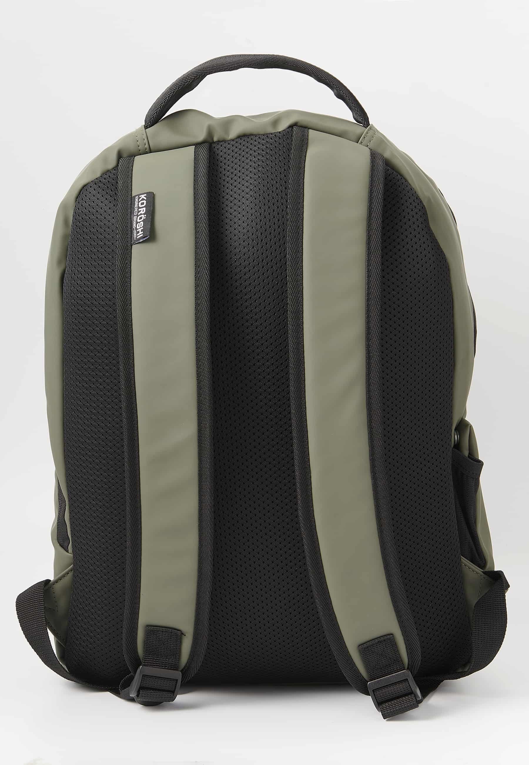 Koröshi Backpack with zipper closure and interior laptop pocket in Khaki color