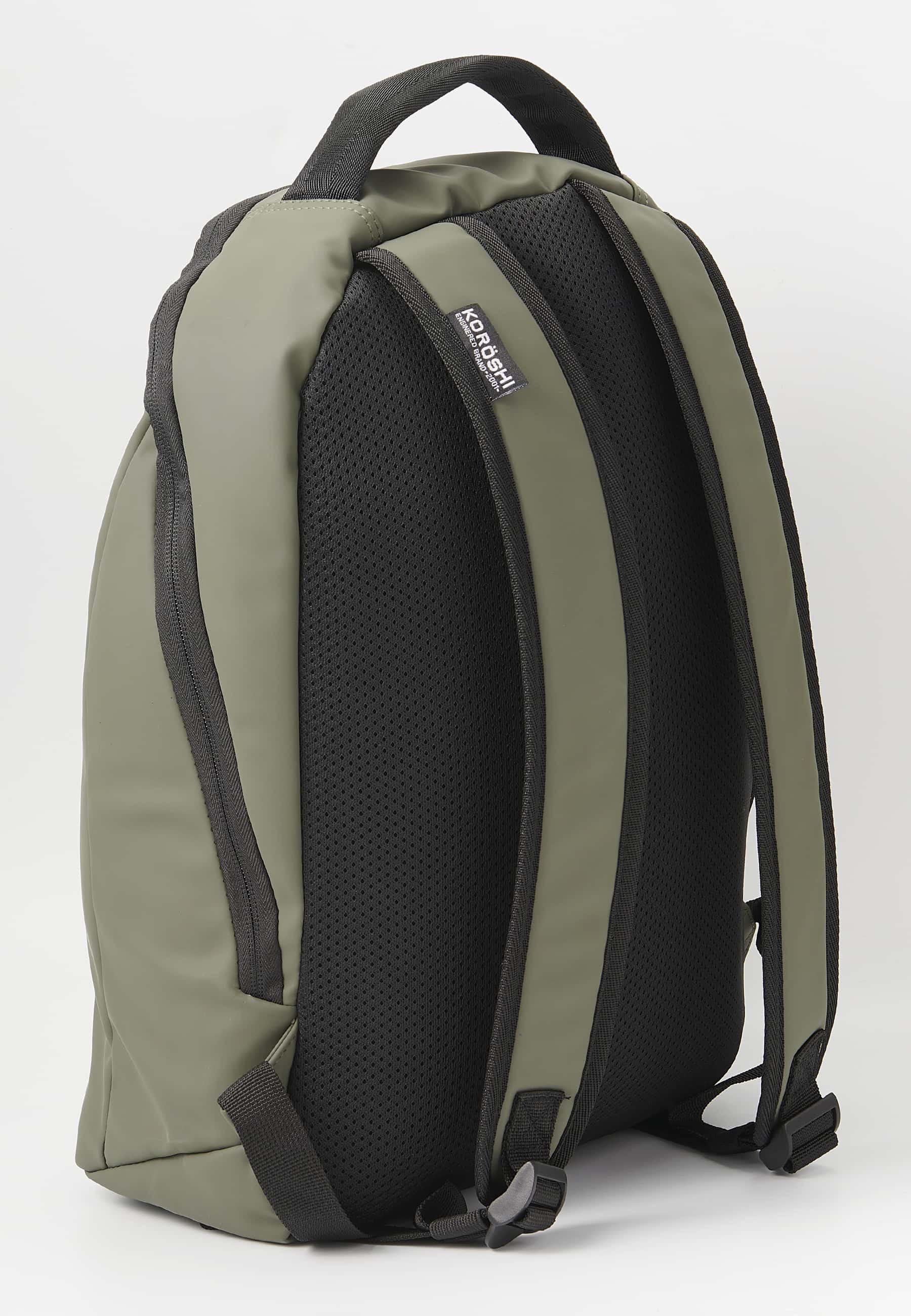 Koröshi Backpack with zipper closure and interior laptop pocket in Khaki color