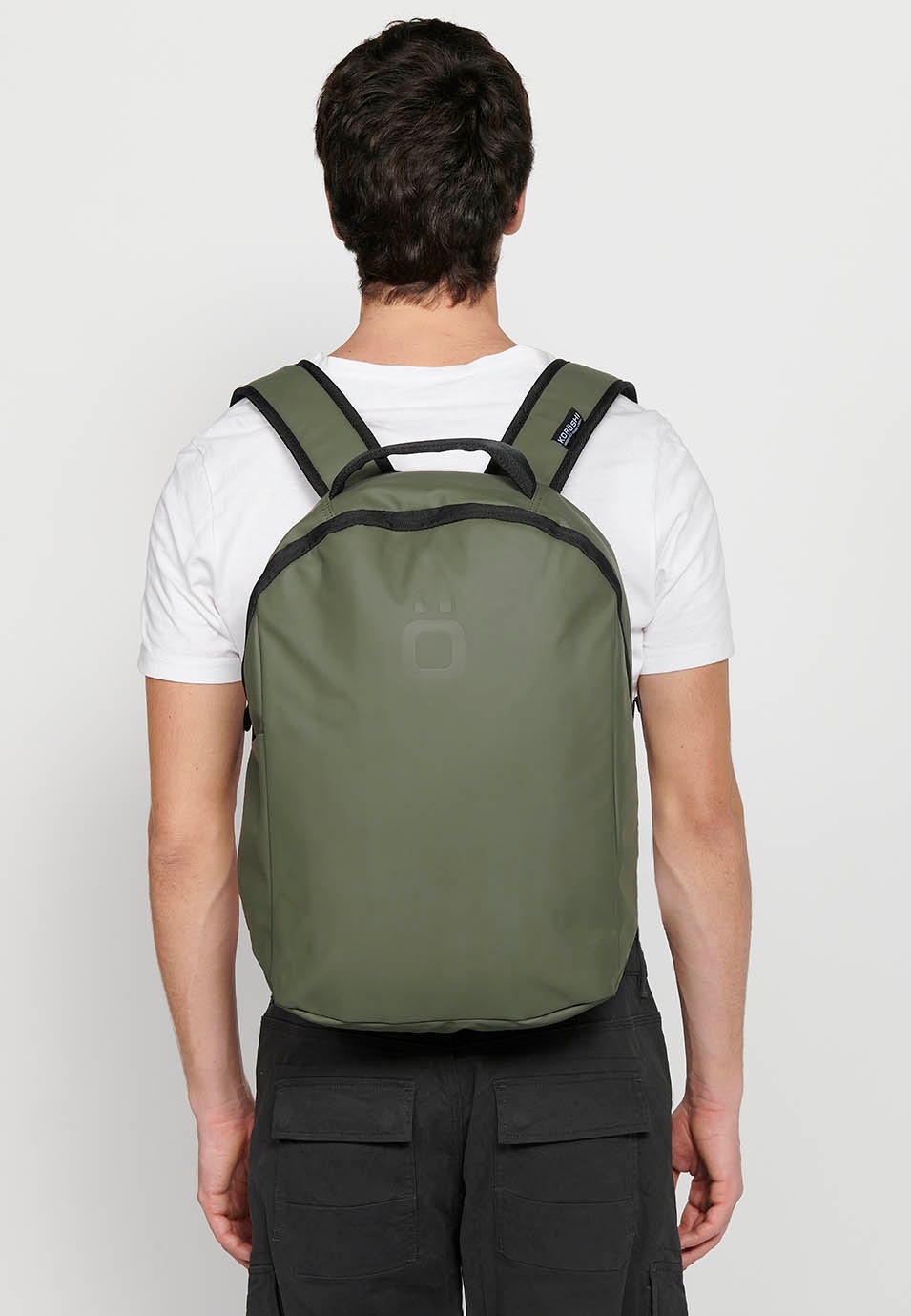 Koröshi Backpack with zipper closure and interior laptop pocket in Khaki color 8