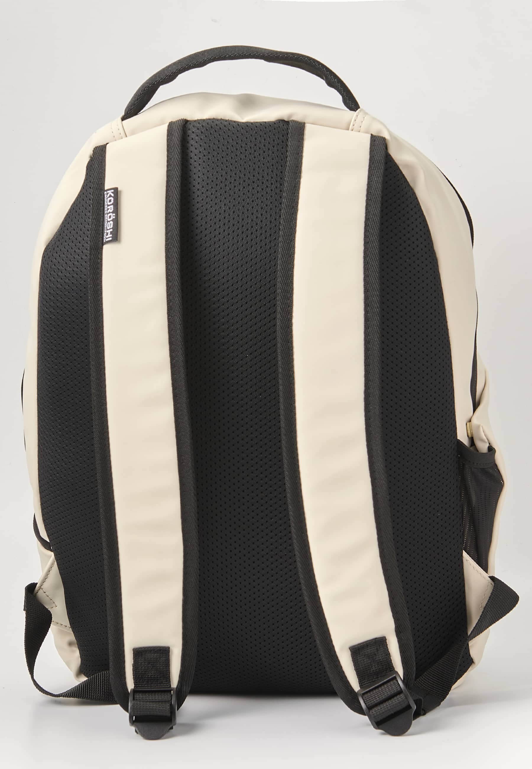 Koröshi Backpack with zipper closure and interior laptop pocket in Ecru color