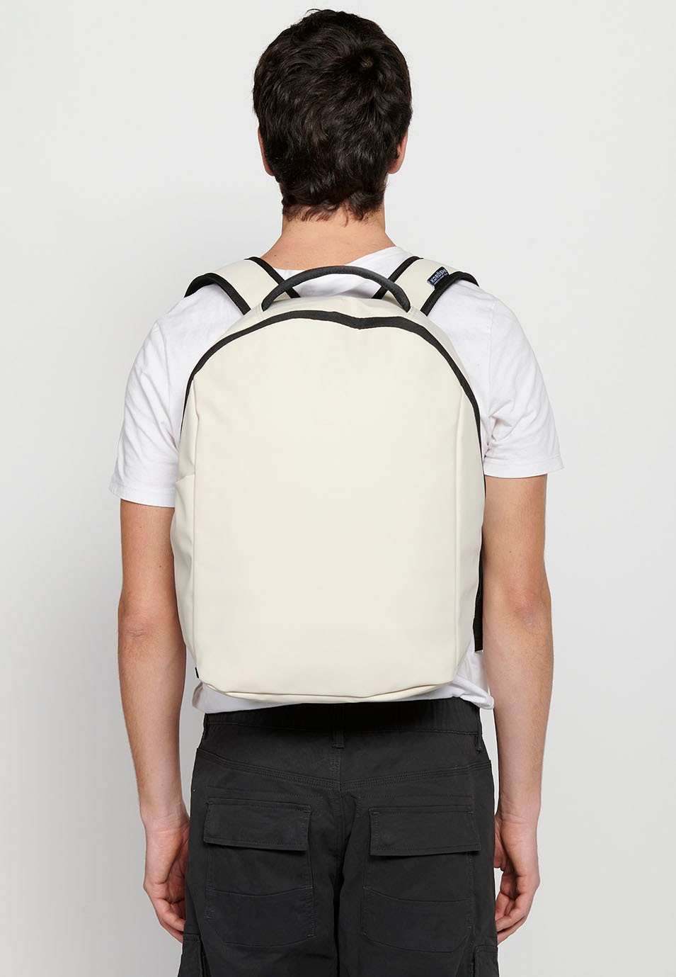 Sac à dos Koröshi avec fermeture à glissière et poche intérieure pour ordinateur portable de couleur écru 8