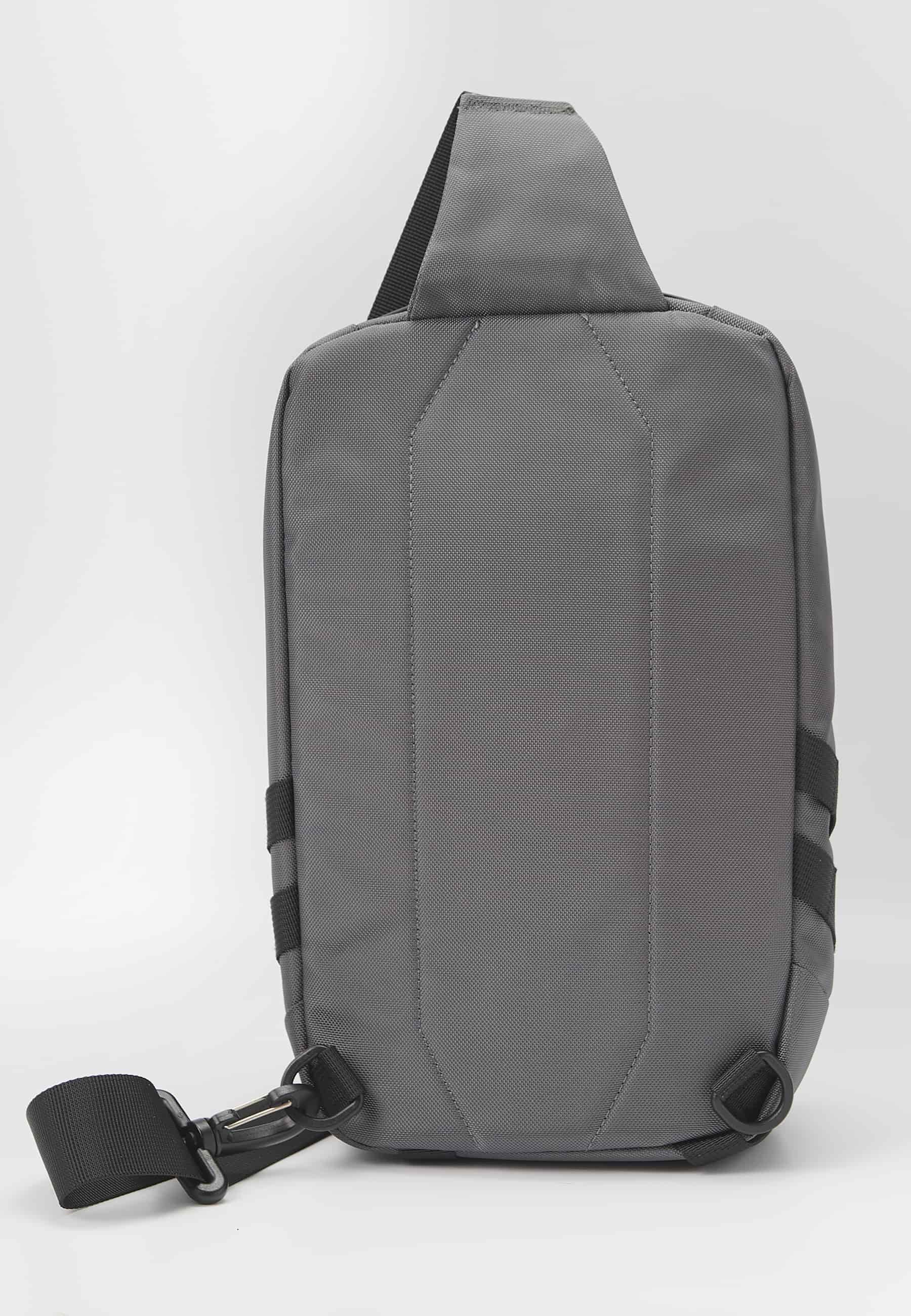 Umhängetasche mit verstellbarem Riemen, einem Reißverschlussfach mit Innentaschen und einer Außentasche in Grau für Herren