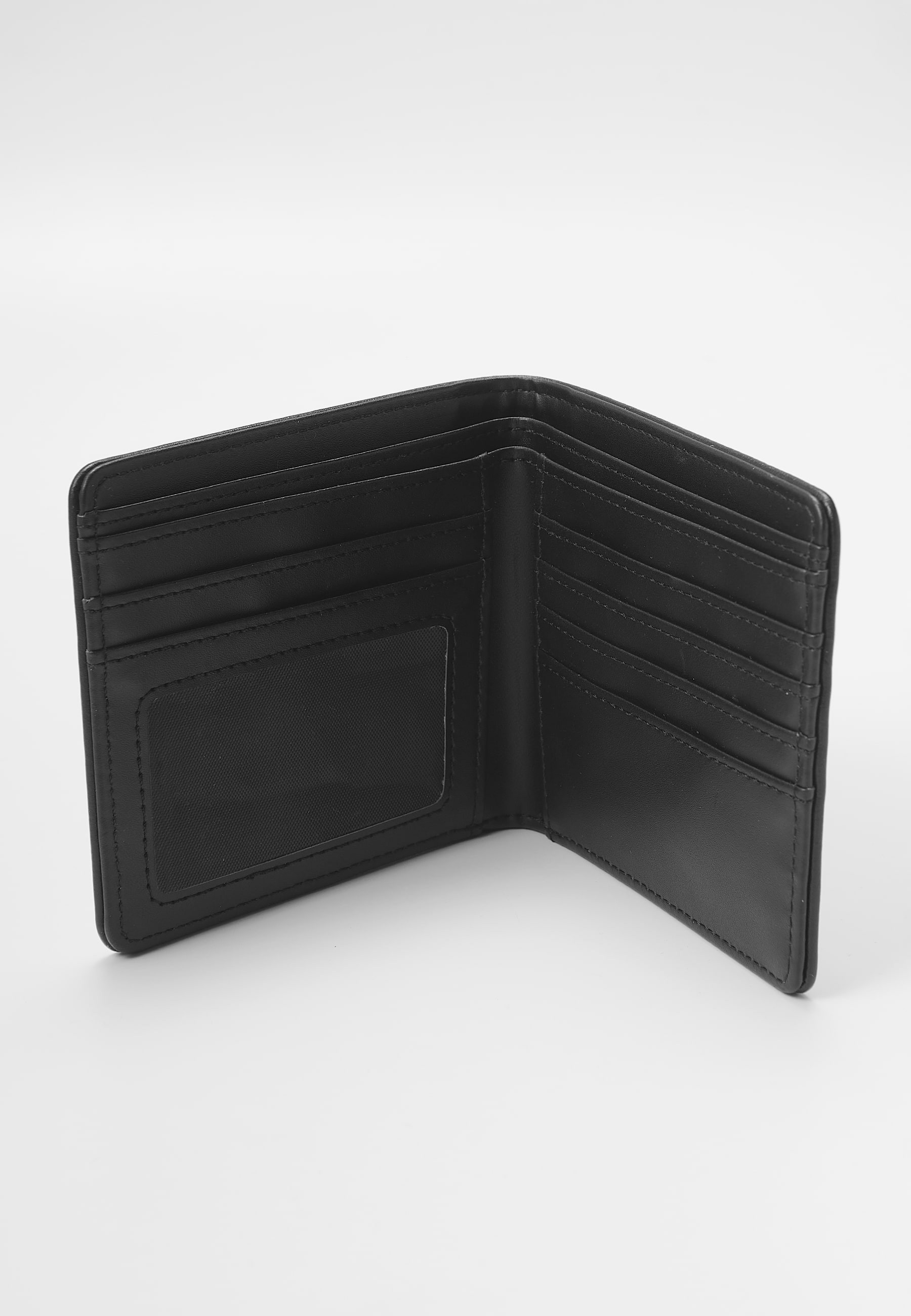 Plain cut wallet with two compartments for bills and six for cards, Black for Men 3