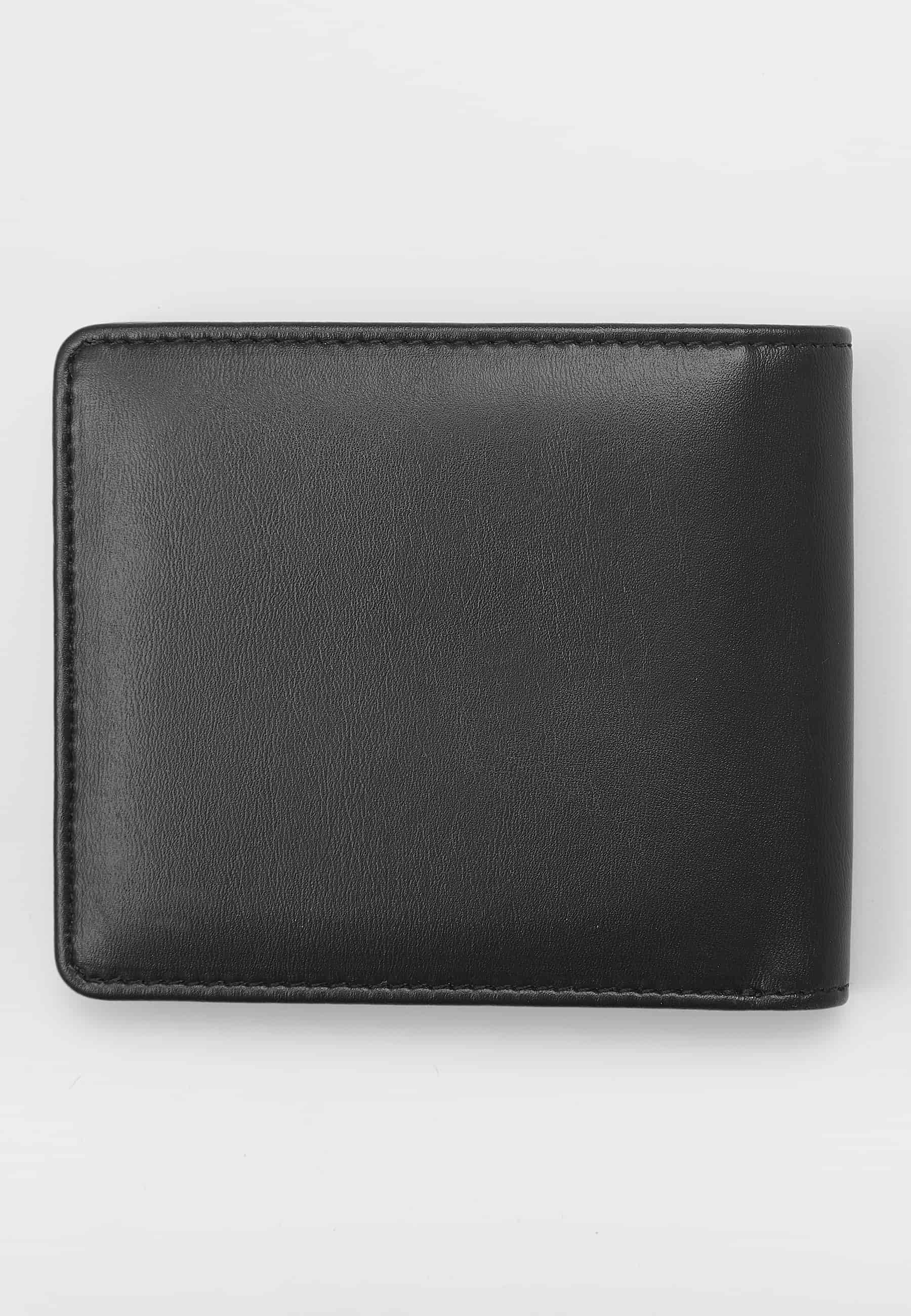 Plain cut wallet with two compartments for bills and six for cards, Black for Men 2